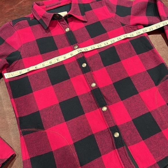 Orvis Buffalo Plaid Pink & Navy Blue Fleece Lined Shirt Jacket Shacket -Size Med - Picture 12 of 16